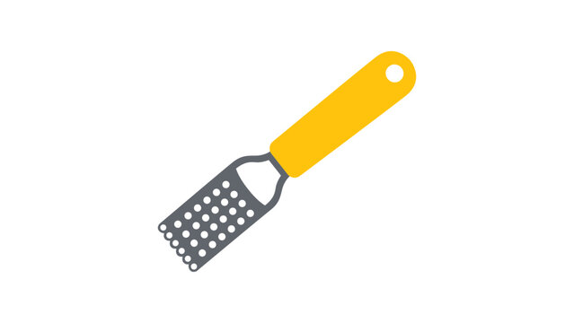 Minimalist citrus zester vector icon illustration for professional kitchen tool branding, featuring a clean hand-drawn outline of a lemon grater and peeler isolated on white background for culinary