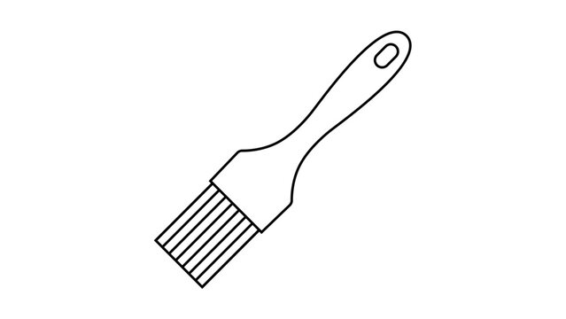 Professional pastry brush vector icon illustration with editable stroke, featuring a hand-drawn basting brush for kitchen glazing and oiling with customizable line weight and clean outline graphics.