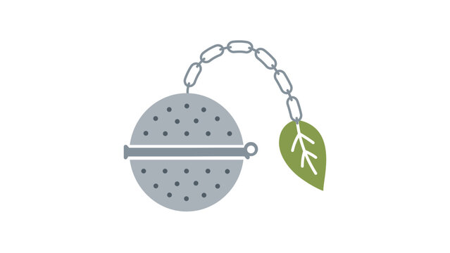 Hand-drawn minimalist tea infuser vector icon featuring an editable stroke design for customizable line weight, perfect for kitchen utensil illustrations and modern beverage branding projects.