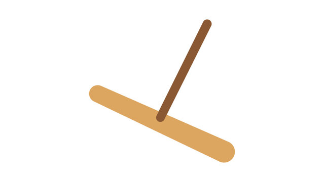 Professional crepe spreader tool vector icon for culinary and restaurant branding. This minimalist line art illustration shows a traditional T-shaped kitchen utensil for spreading thin batter.