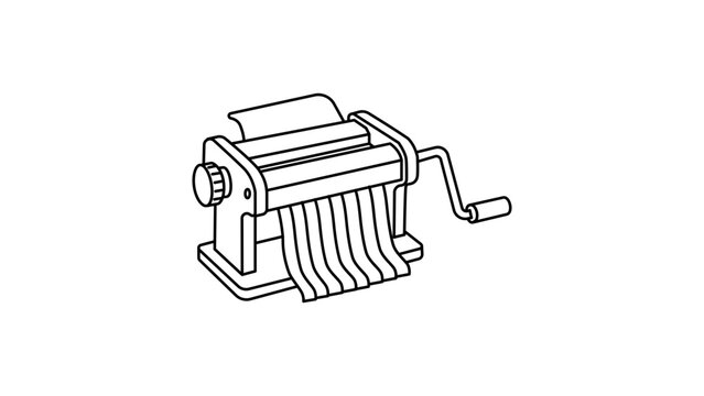 Professional pasta maker machine vector icon with editable stroke, a clean hand-drawn illustration for Italian cuisine branding and kitchen appliance marketing materials with line art style.