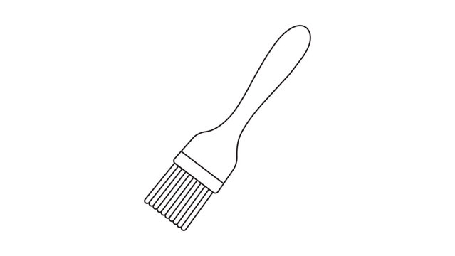 Professional hand-drawn basting brush vector icon with editable stroke, perfect for food preparation and kitchen utensil illustrations, featuring a customizable line weight and clean minimalist art.