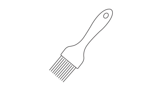 Minimalist vector icon of a kitchen basting brush illustration with editable stroke, ideal for cooking and culinary design projects, featuring a clean line art style and adjustable line weight.