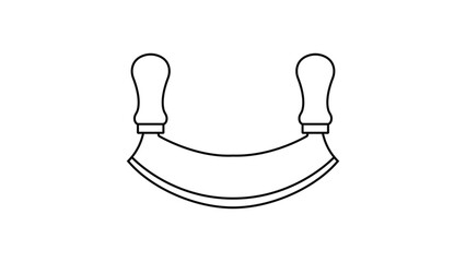 Minimalist mezzaluna knife vector icon with editable stroke, featuring a clean hand-drawn line illustration of a crescent herb chopper, perfect for culinary designs and kitchen tool branding. © Mehedi