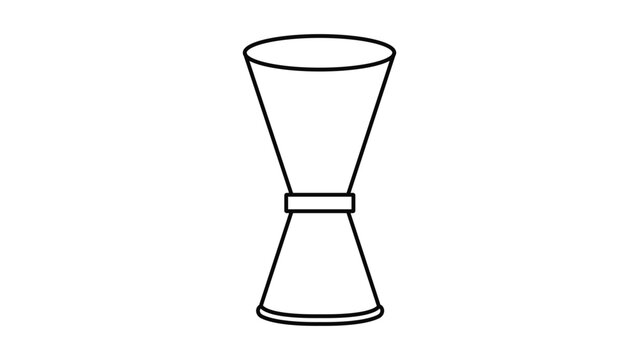 Professional bar jigger vector icon with editable stroke, ideal for mixology and cocktail menu illustrations, clean hand-drawn line art with adjustable stroke weight for versatile digital use.