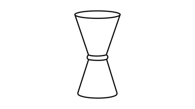 Minimalist jigger vector icon for bar and cocktail measuring, featuring an editable stroke and clean line art illustration, professional scalable design for beverage menus and bartending apps.
