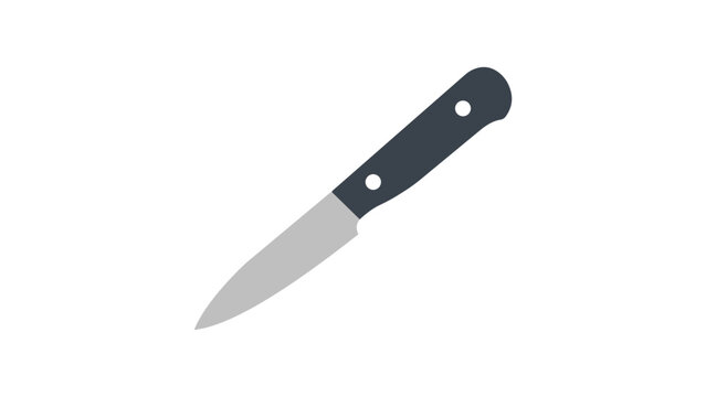 Professional paring knife vector icon with a sleek outline design, perfect for professional chef equipment logos, kitchen supply store catalogs, and culinary blog illustrations, isolated art.