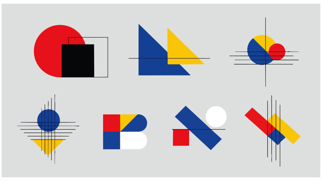 Geometric shapes in different colors.