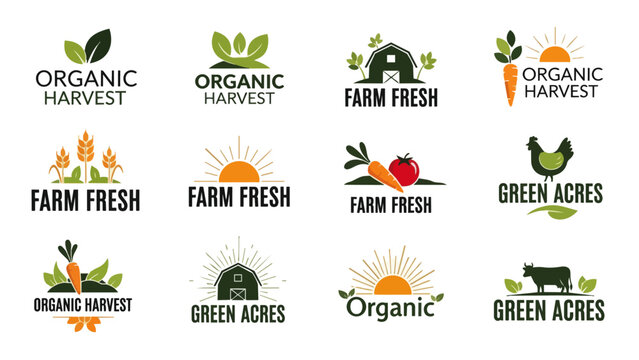 Organic farm fresh logo designs.