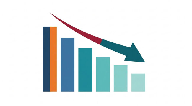 Negative trend graph vector with downward arrow declining business chart illustration