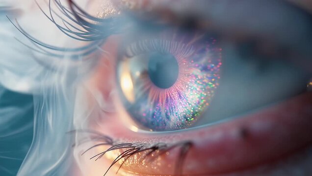 Mesmerizing Close-Up of Crystal Clear Eyes with Beautiful Colors and Smoke Effect