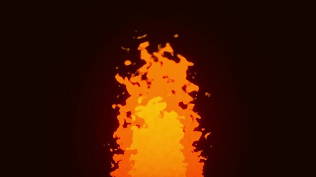 Stylized fire flame animation effect isolated on black background.