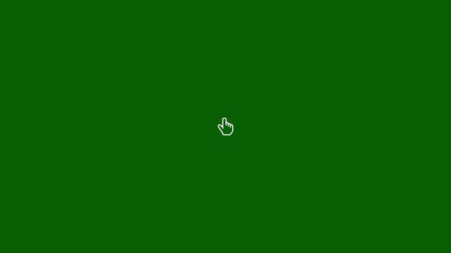 Mouse pointer cursor click press animation, white computer cursor hand icon on green screen, pointer click mouse select, pointer cursor сomputer mouse icon. clicking cursor, pointing hand clicks. 4k