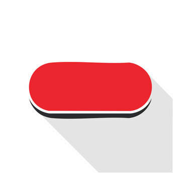 Red Oval Button with Shadow