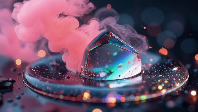 Colorful Smoke and Liquid Interaction with Crystal Formation