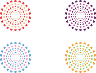 Fototapeta premium Vibrant concentric square pattern designs in four color schemes