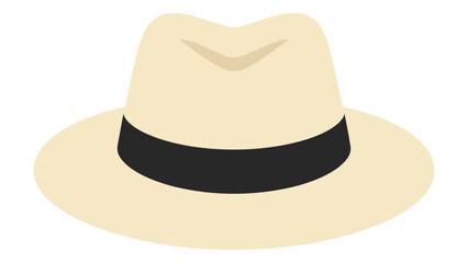 Classic Panama hat vector illustration for summer fashion and travel concepts. Hand-drawn minimalist straw hat icon, perfect for vacation, beach, and elegant lifestyle themes. Scalable outline art. © Rahat