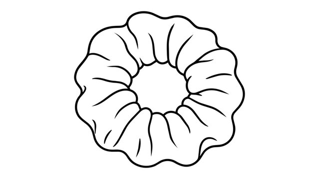 Modern hair scrunchie vector icon with a minimalist hand-drawn line art style. Versatile hair accessory illustration for beauty, fashion, and lifestyle designs. Scalable and clean outline element.