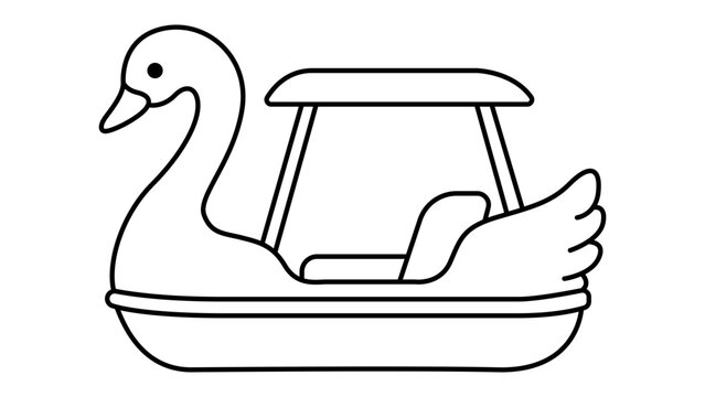 Elegant swan boat vector icon with editable stroke. Hand-drawn minimalist illustration of a pedal boat for leisure and park activities on water, scalable customizable line weight graphic art.