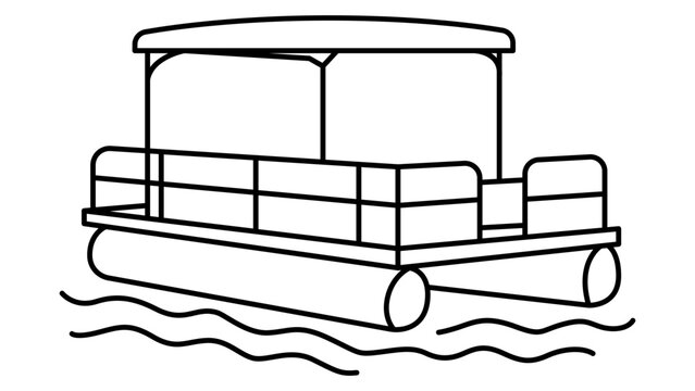 Simple river pontoon vector icon with editable stroke. Hand-drawn minimalist illustration of a floating platform for boat docking and water transport themes, scalable adjustable line weight art.