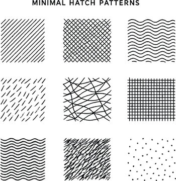 Minimal Construction Material Texture Patterns Vector Set Concrete, Brick, Pavement, Wood, Grass, Water Line Icons Collection