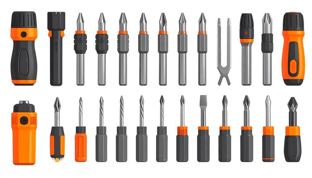 Set of various screwdrivers and tools.
