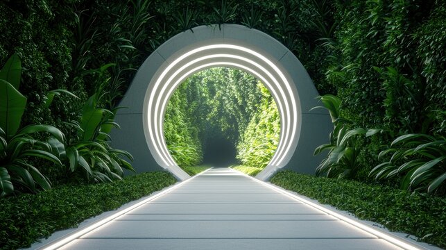 Train Futuristic Tunnel Design Hyperloop tunnel entrance with a modern architectural design, blending seamlessly with the urban landscape