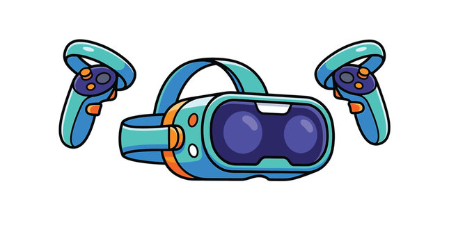 Virtual Reality Headset and Controllers 3.
