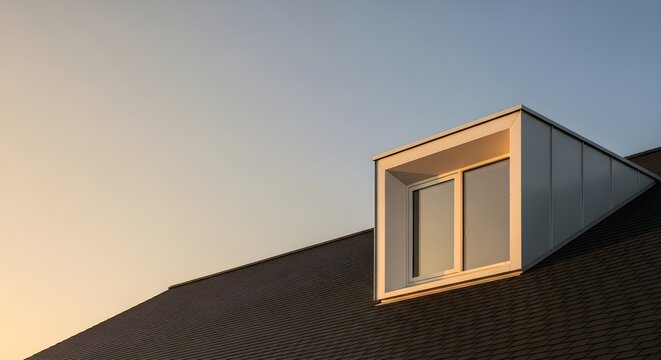 Modern Dormer Window Against A Softly Lit Sky