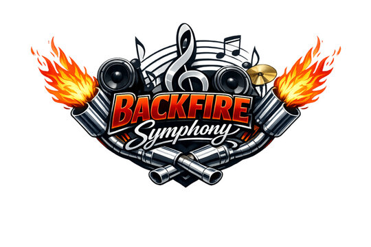backfire symphony, musical flames, exhaust flames effect, racing backfire, fiery exhaust burst, automotive flame art, performance car exhaust, speed and sound concept, aggressive racing aesthetic, spo