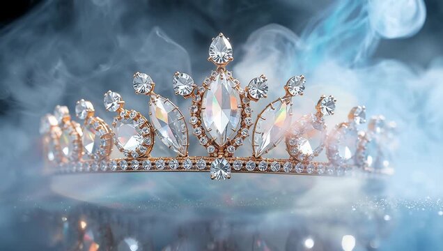 Elegant Tiara Surrounded by Wisps of Smoke