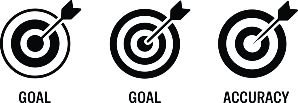 Black and white archery targets with arrows showing goal and accuracy vector illustration EPS PNG file 