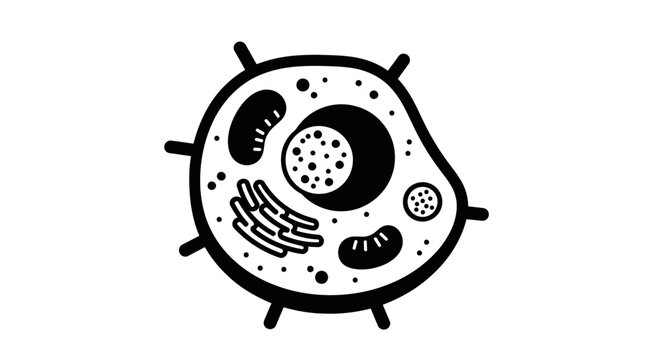 Illustrated cell structure with organelles isolated on a white background