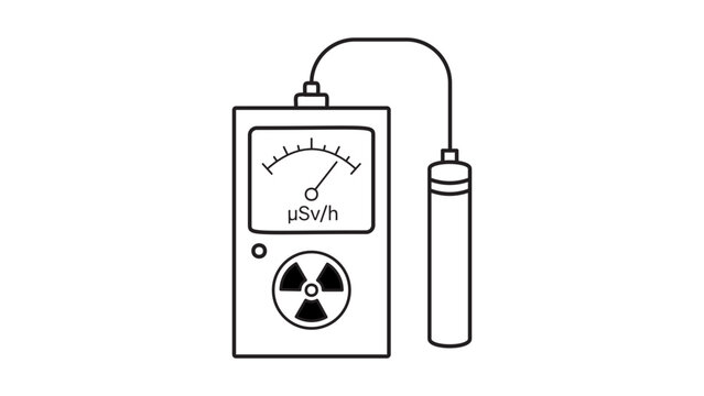 Detailed Geiger counter vector icon illustration with an editable stroke for scientific research and nuclear safety monitoring, minimalist outline design perfect for industrial safety concepts.