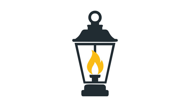 Vintage gas lantern vector icon illustration. Hand-drawn minimalist camping lamp line art for outdoor adventure, hiking, and survival themes. Scalable retro light source design for travel gear.