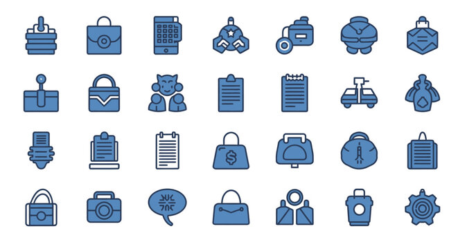 Collection of various handbag icons.