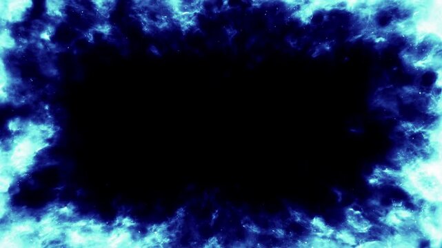 青い炎のフレームループ（強）｜強烈な青い火の枠・火の粉エフェクト