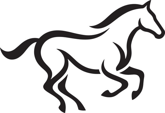Running wild horse silhouette vector illustration of galloping mustang stallion