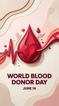 Donor day poster with a red drop and heart donation donor day 14 june 2026 event template 4k download