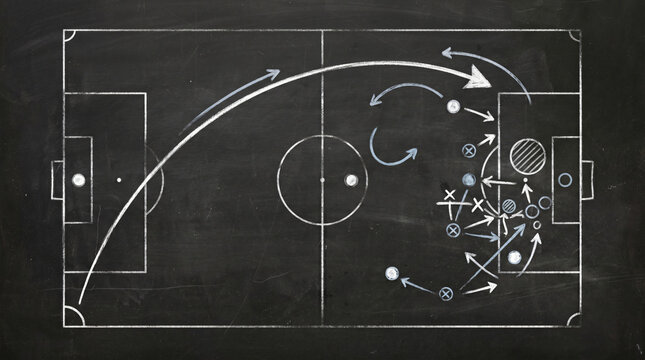 Soccer Tactics Displayed on Chalkboard