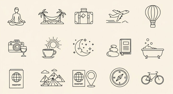 Various Travel Icons and Symbols.