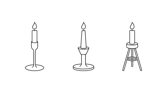 This image shows a set of elegant candle holders drawn in minimal line art, ideal for enhancing the ambiance of any setting with a touch of sophistication.