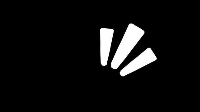 Animation of an accent mark or unexpected impact. Angry and rage, Simple motion graphic animation of white triangles on a black background.