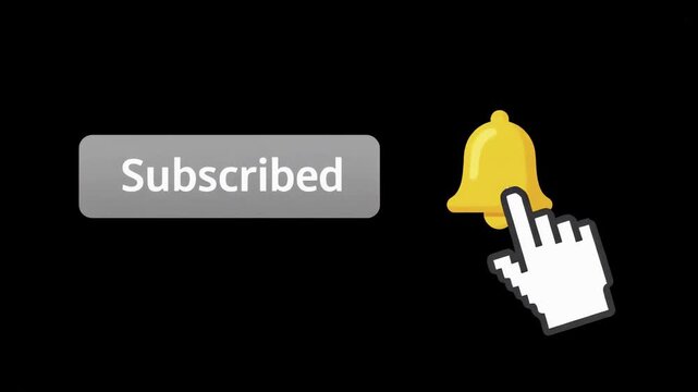 Animated Subscribe Button Click Notification Bell Icon for Commercial Use Stock Video