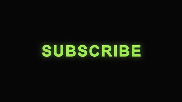 Subscribe button in purple, blue, and yellow neon lights on black background