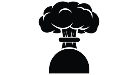 Stylized black silhouette of a mushroom cloud against a white background © MDRASEL