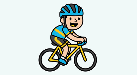 Fototapeta premium Cartoon Cyclist Riding Bicycle Illustration.