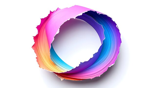 Abstract colorful infinity loop with torn edges on a white background, conceptual element for design, loop, cycle, and endless process