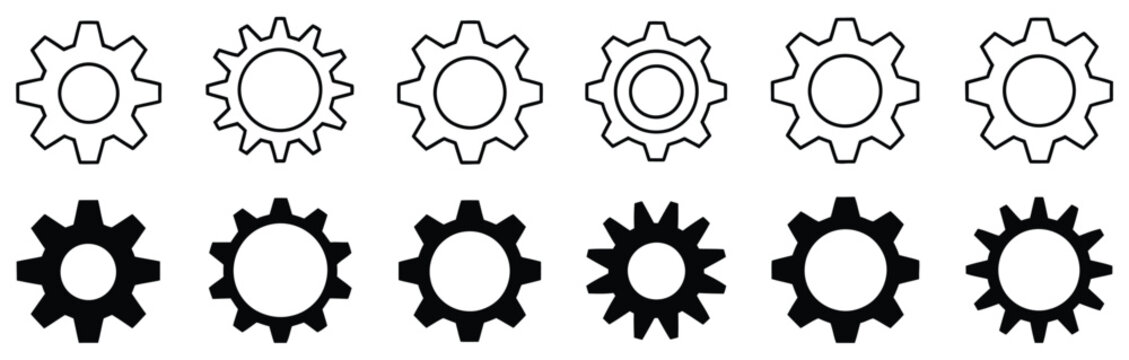 Gear setting icon set cog wheel gear wheel symbols for configuration and system settings vector design.