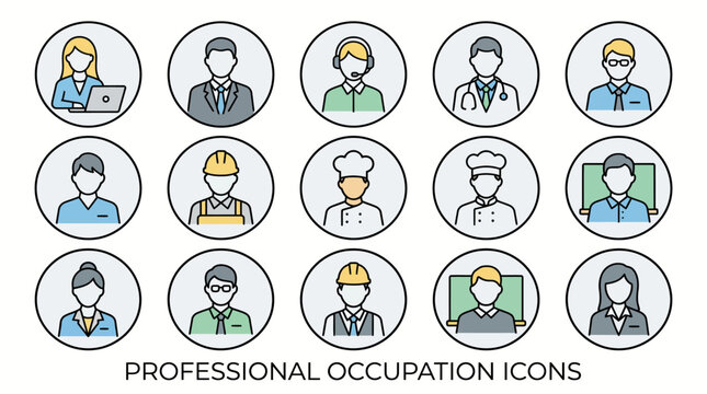 Professional occupation icons for various careers.